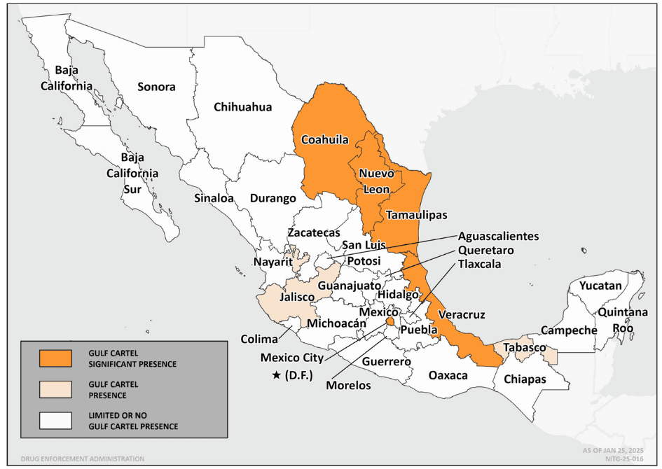 Gulf Cartel Dominant Areas of Operation